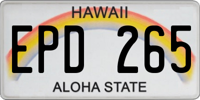 HI license plate EPD265