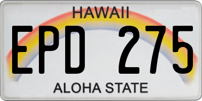 HI license plate EPD275