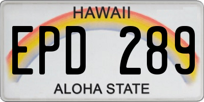 HI license plate EPD289