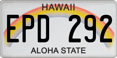HI license plate EPD292