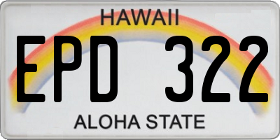 HI license plate EPD322