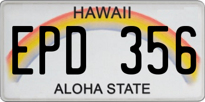 HI license plate EPD356