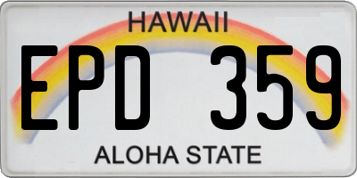 HI license plate EPD359