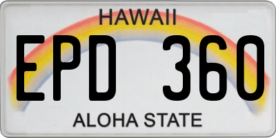 HI license plate EPD360