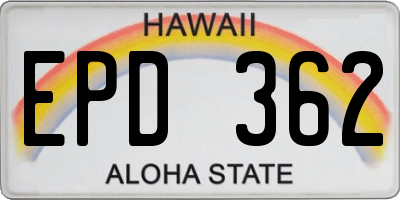 HI license plate EPD362