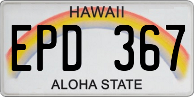 HI license plate EPD367