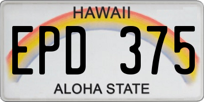 HI license plate EPD375