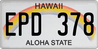 HI license plate EPD378