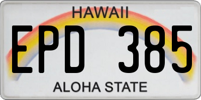 HI license plate EPD385