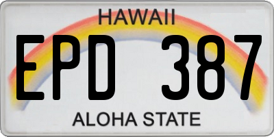HI license plate EPD387