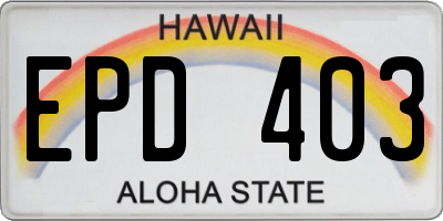 HI license plate EPD403