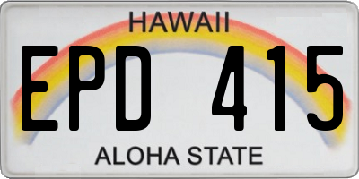 HI license plate EPD415