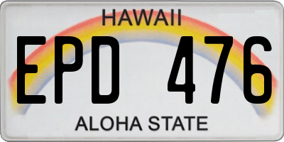 HI license plate EPD476
