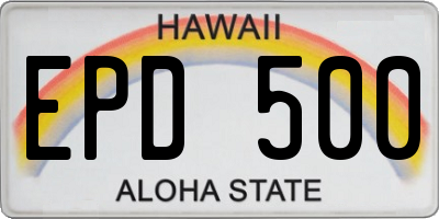 HI license plate EPD500