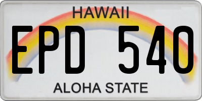 HI license plate EPD540