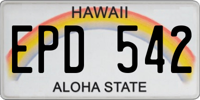 HI license plate EPD542