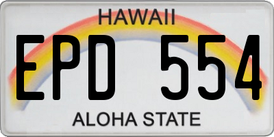 HI license plate EPD554