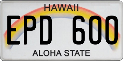 HI license plate EPD600