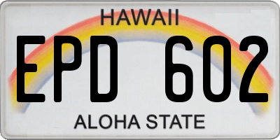 HI license plate EPD602
