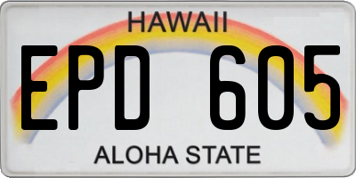 HI license plate EPD605
