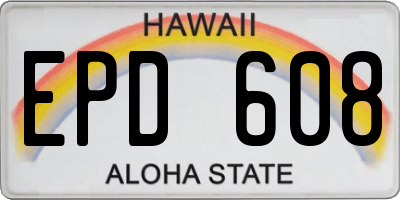 HI license plate EPD608