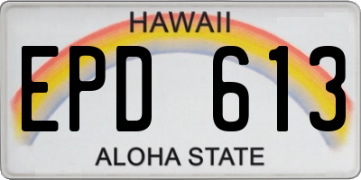 HI license plate EPD613