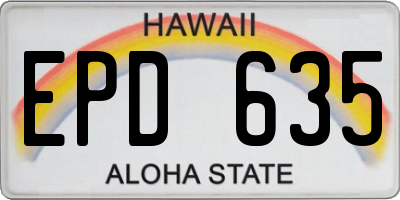 HI license plate EPD635