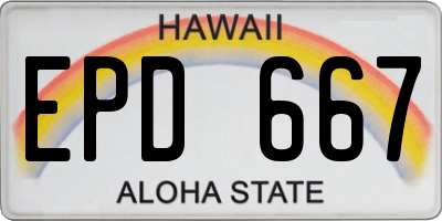 HI license plate EPD667