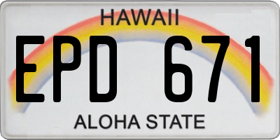HI license plate EPD671