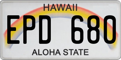 HI license plate EPD680