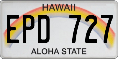 HI license plate EPD727