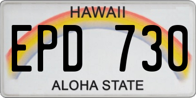 HI license plate EPD730