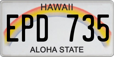 HI license plate EPD735