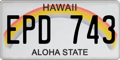 HI license plate EPD743