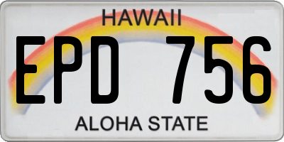 HI license plate EPD756