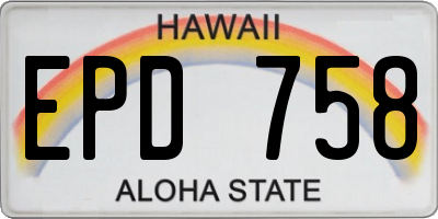 HI license plate EPD758
