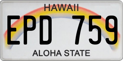 HI license plate EPD759