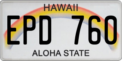 HI license plate EPD760