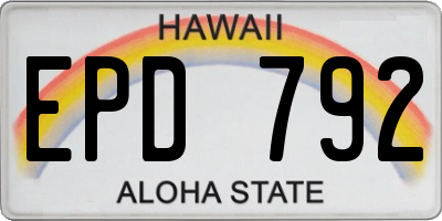HI license plate EPD792