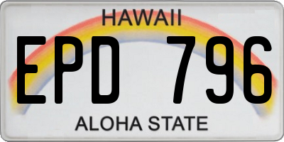 HI license plate EPD796