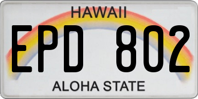 HI license plate EPD802