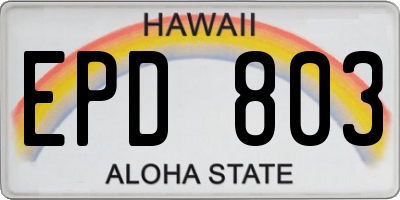 HI license plate EPD803