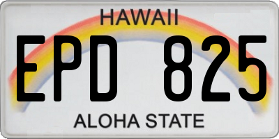 HI license plate EPD825
