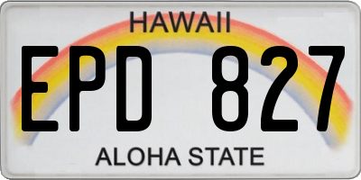 HI license plate EPD827