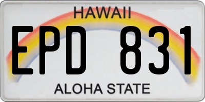HI license plate EPD831