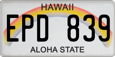 HI license plate EPD839