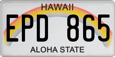 HI license plate EPD865