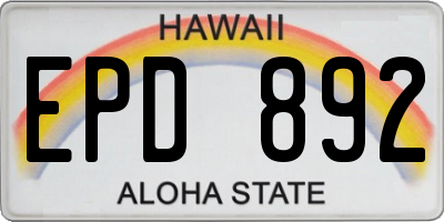 HI license plate EPD892