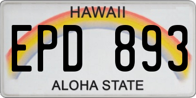 HI license plate EPD893