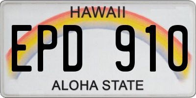 HI license plate EPD910
